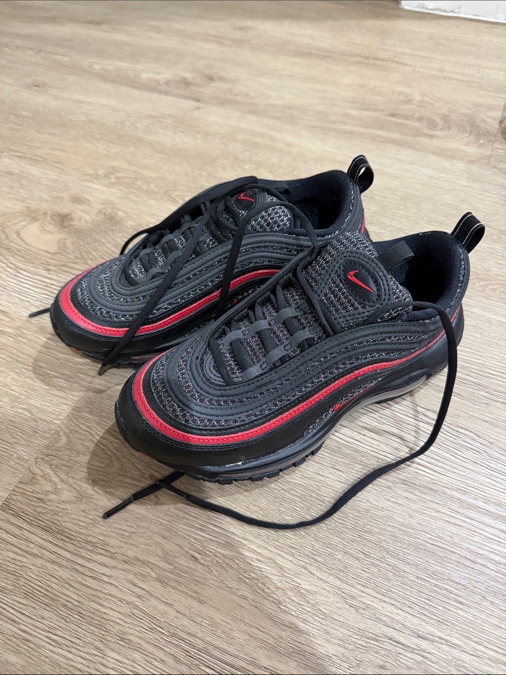 Nike Black and Red Air Max 97 Sneakers